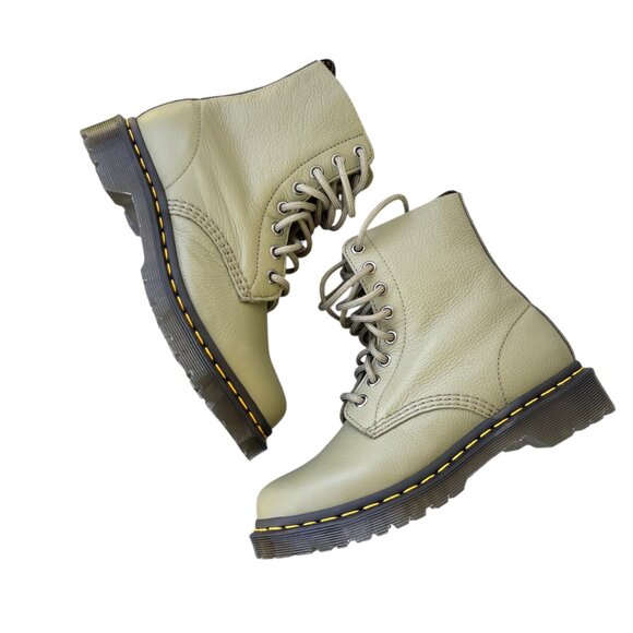✨ Dr. Martens 1460 Pascal Virginia Leather Lace Up Boots Khaki Green SZ 6 - Picture 6 of 7